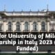 Apply for University of Milan DSU Scholarship in Italy 2023 (Fully Funded)